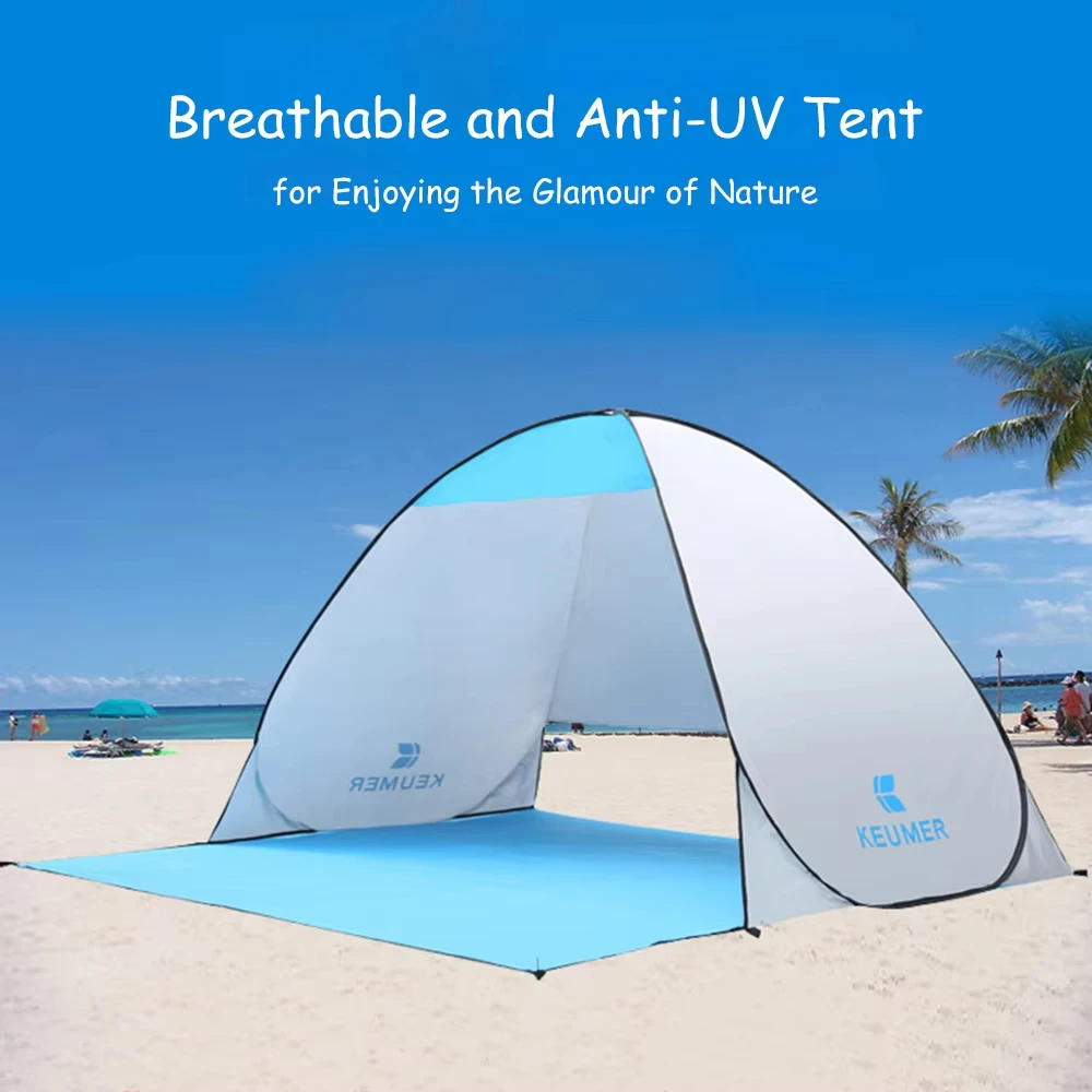 Tente de Camping ultralégère pliante et automatique, tente de plage pour 2 personnes, auvent Pop-Up ouvert instantané, anti-uv, abri solaire d'extérieur