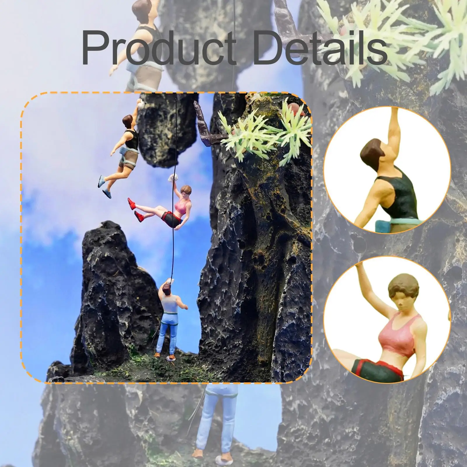 Figurines miniatures 1/87, 3 pièces, objets de collection d'escalade, Micro décor de paysage