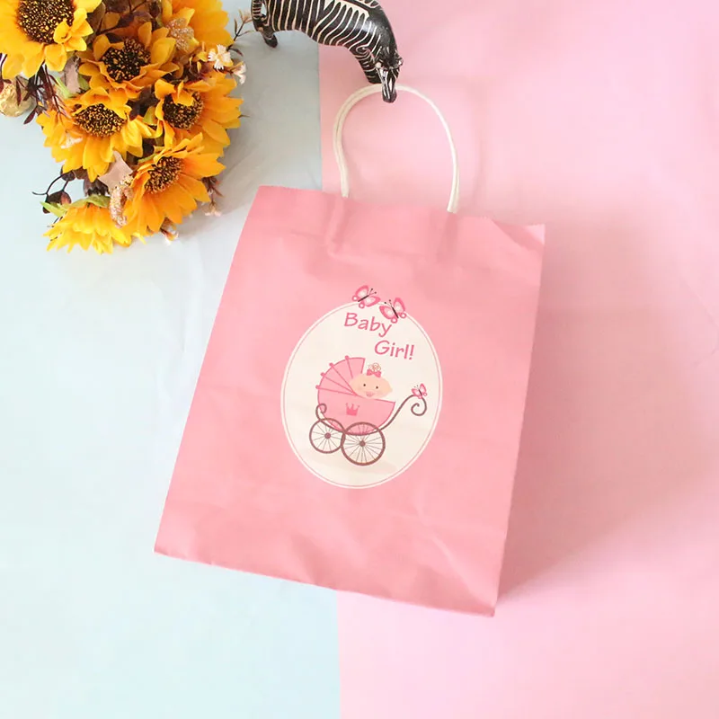 10/20pcs Baby Birthday Party Souvenirs Chocolate Paper Gift Bag Boy Girl Gift Bags Baby Shower Decorations Candy Bags