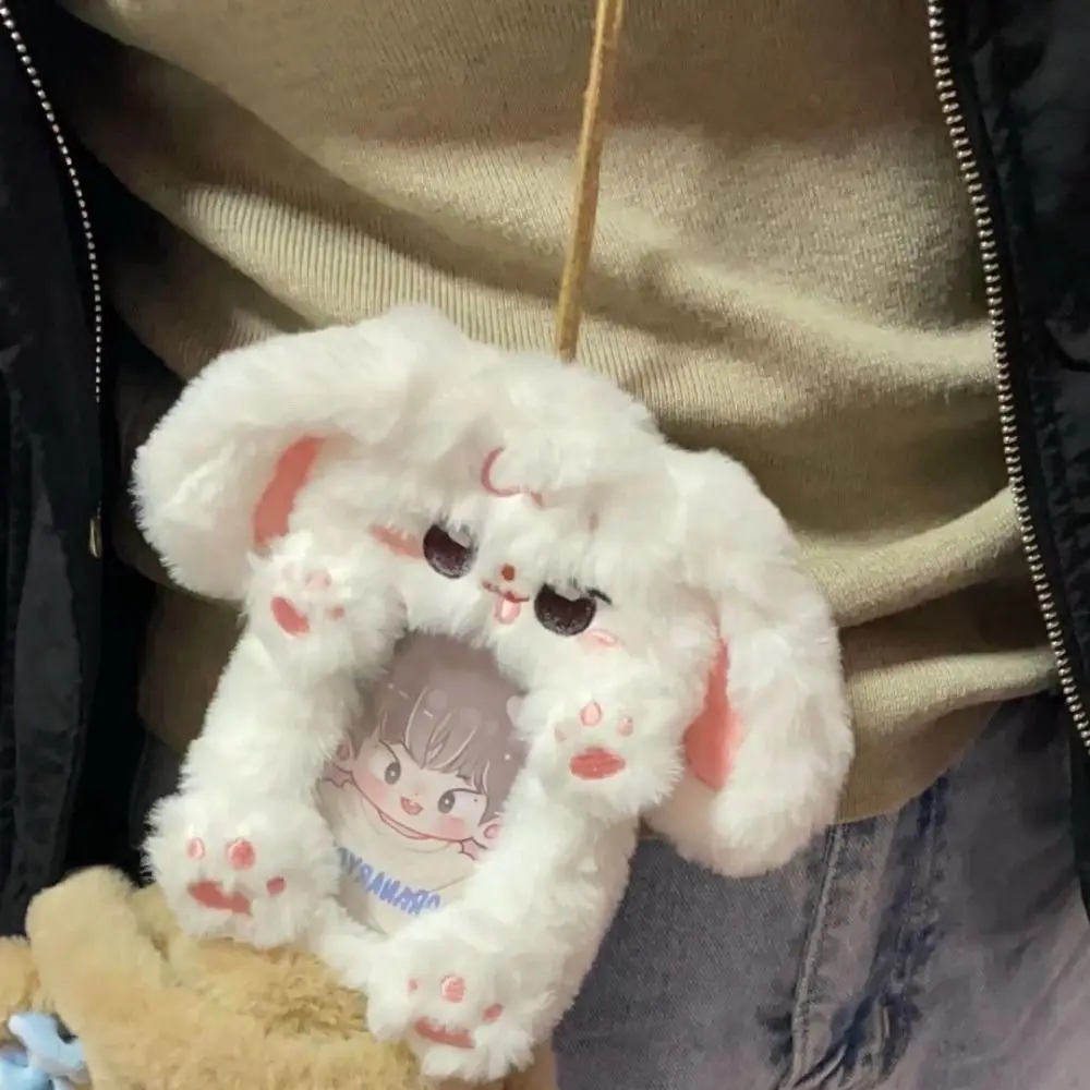 Cute Cartoon Rabbit/Dog Plush Photocard Case Photo Card Holder Portable INS Card Case Idol Photos Protective Cover