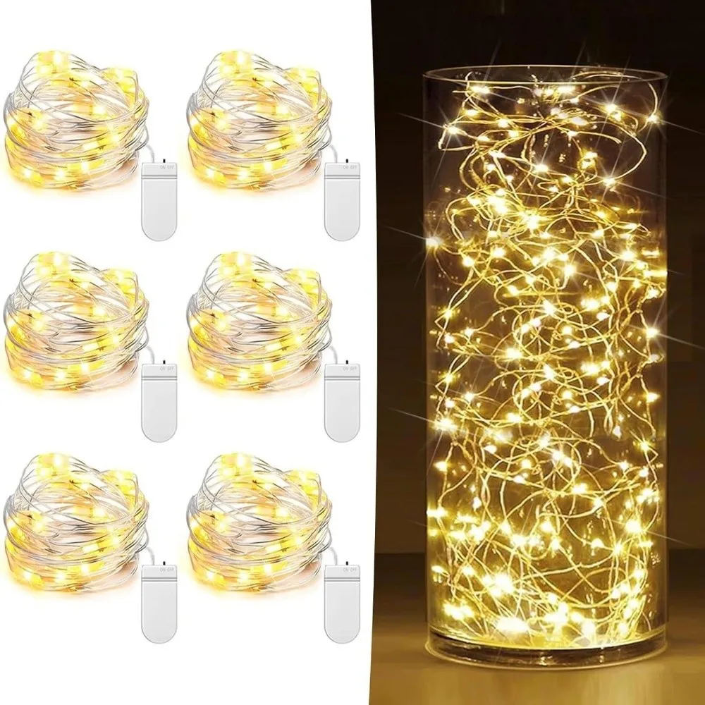 

6Pcs Waterproof Fairy String Lights 10 Lights/20 Lights 1 Meter/2 Meters Twinkle Firefly Starry Lights LED Twinkle String Lights