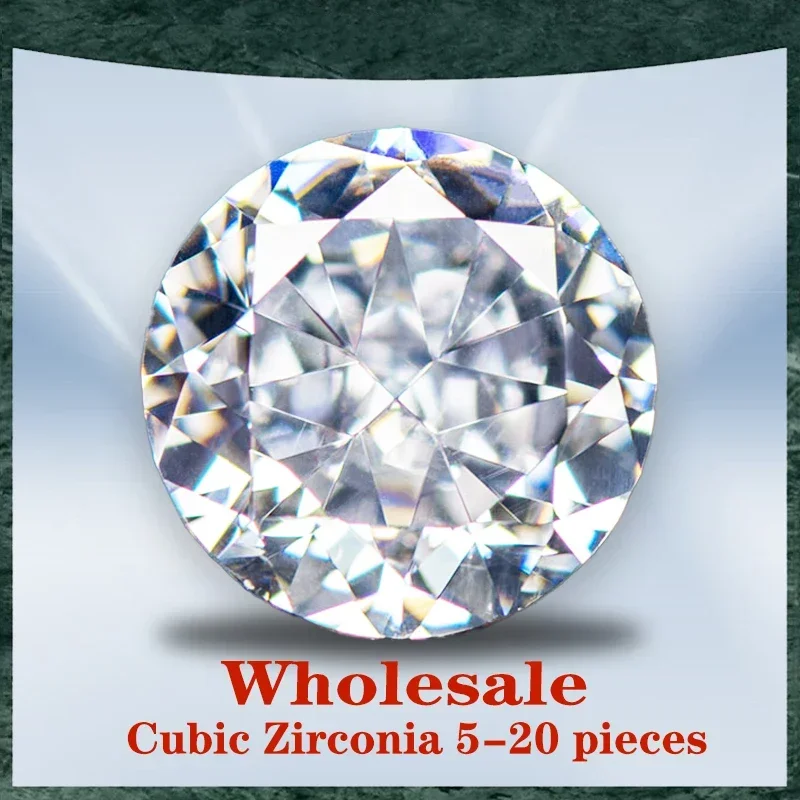 

Cubic Zirconia Wholesale No Certificate Crushed Ice Cut Round Shape White Color Charms Beads for Top Jewelry Making Materials