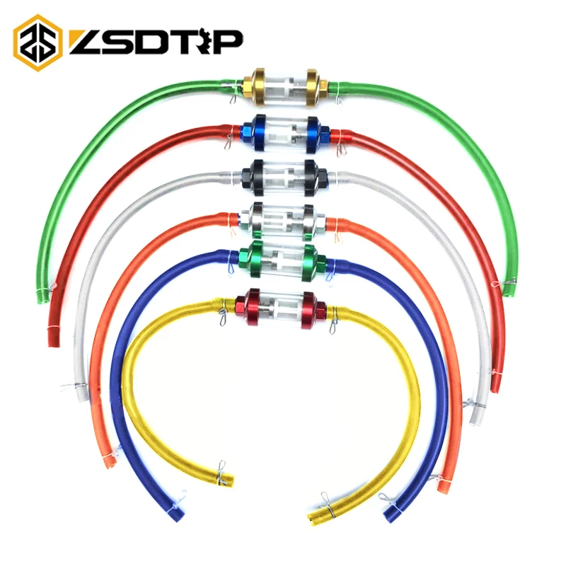 ZSDTRP 6mm 8mm CNC Aluminium-Legierung Benzin- und Ölfilter mit Kraftstoffleitung für Motocross Dirt Pit Bike ATV Motorradteile