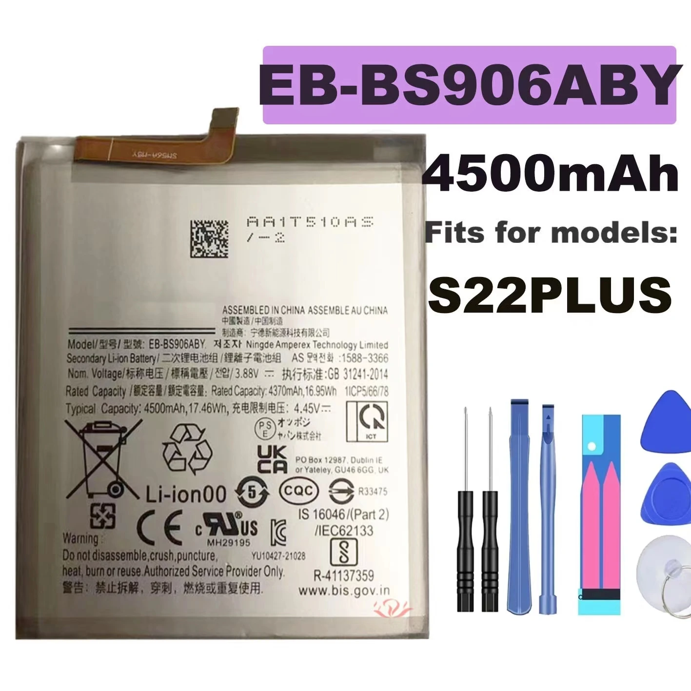 For Samsung Galaxy s22plus s22+ EB-BS906ABY original battery, mobile phone battery replacement repair parts, free tools