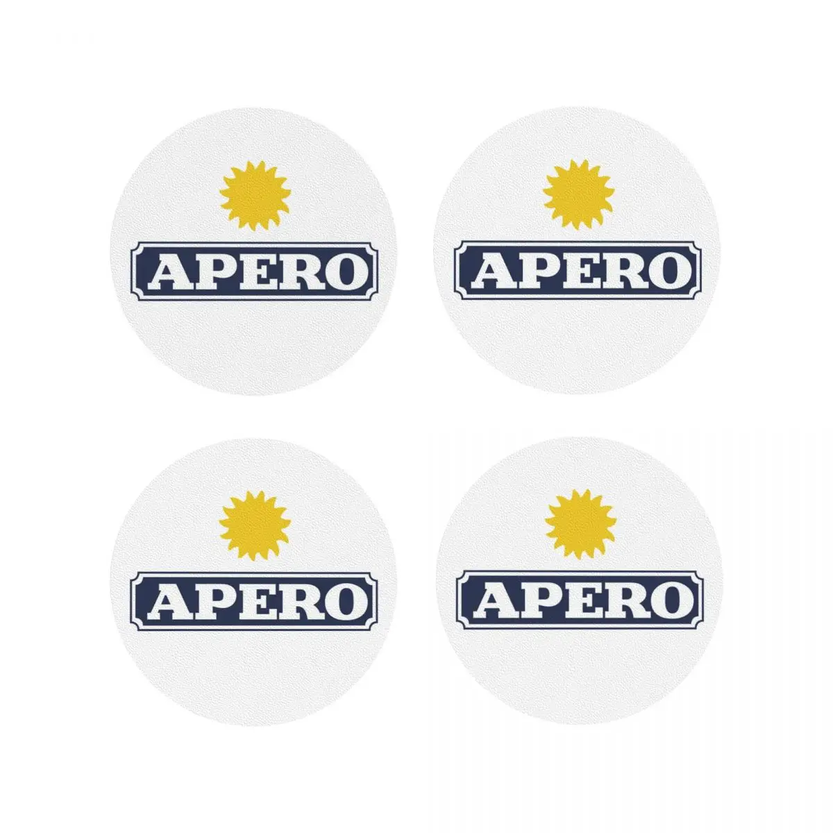 Aperitif Apero Coasters Leather Placemats Waterproof Insulation Coffee Mats For Home Kitchen Dining Pads Set of 4 - view 4