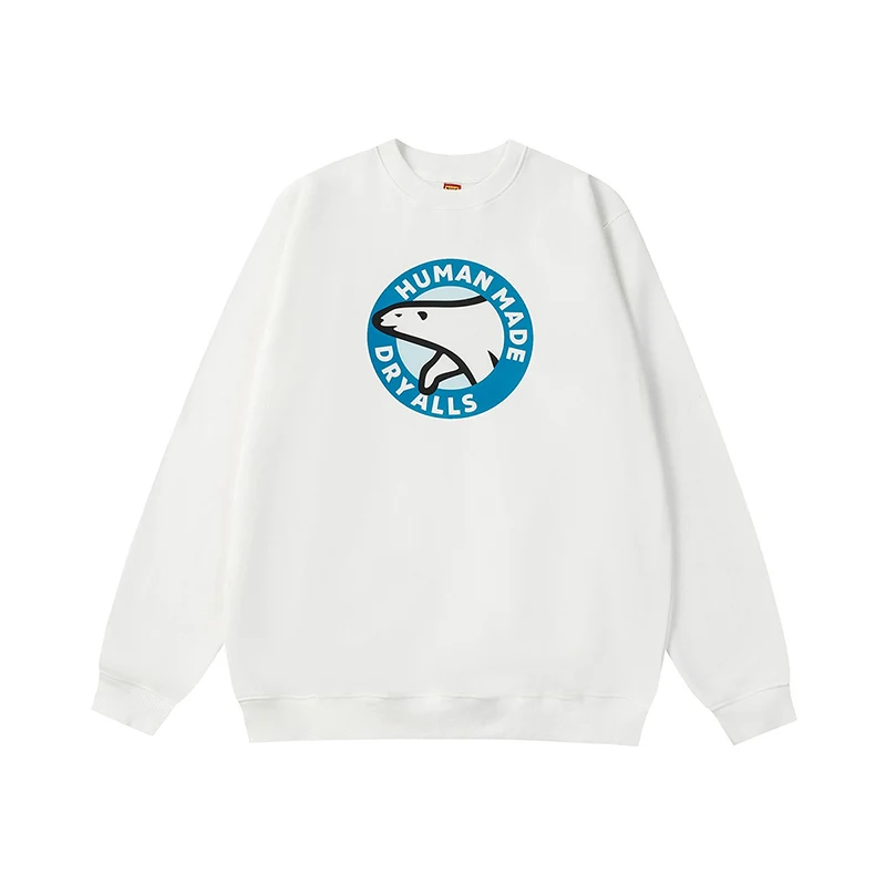 

HUMAN MADE толстовка с длинными рукавами и круглым вырезом с принтом белого медведя для мужчин и женщин, пары, осень-зима, Новое поступление