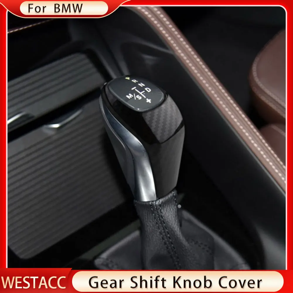 Car Gear Head Shift Knob Cover Sticker for BMW X1 F48 2 Series F46 2016 - 2021 AT Automatic Gear Knob Cap Protector Accessories