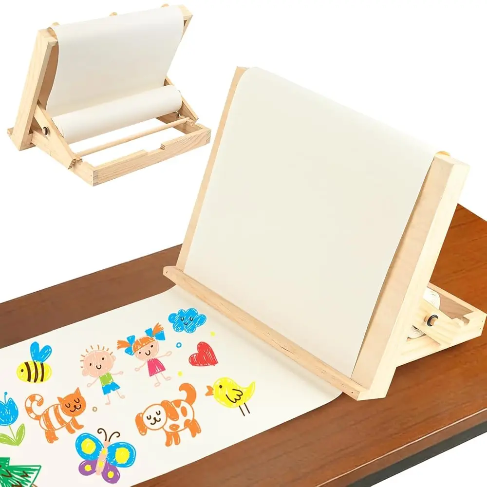 

Детский настольный мольберт с диспенсером для рулонов бумаги | Регулируемая портативная подставка для рисования и живописи (13,8 x 11,4 дюйма)