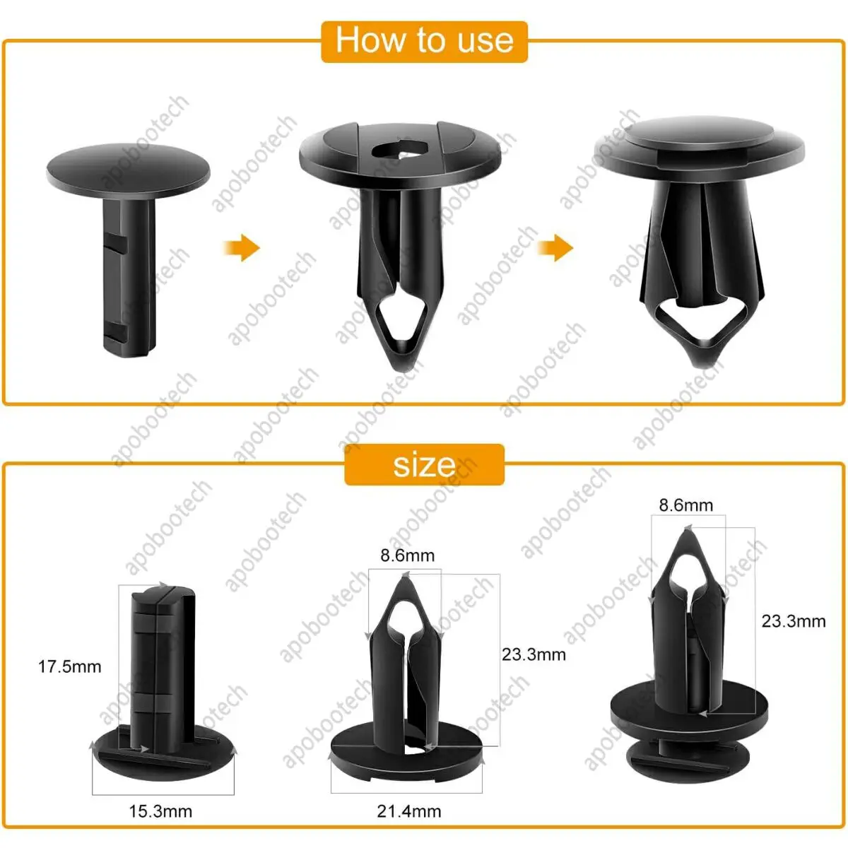 100PCS Nylon Bumper Fastener Rivet Clips for Ford F-550 Super Duty 2011-16 with 1PC Bonus Fastener Remover Auto Repair Tool Set 2