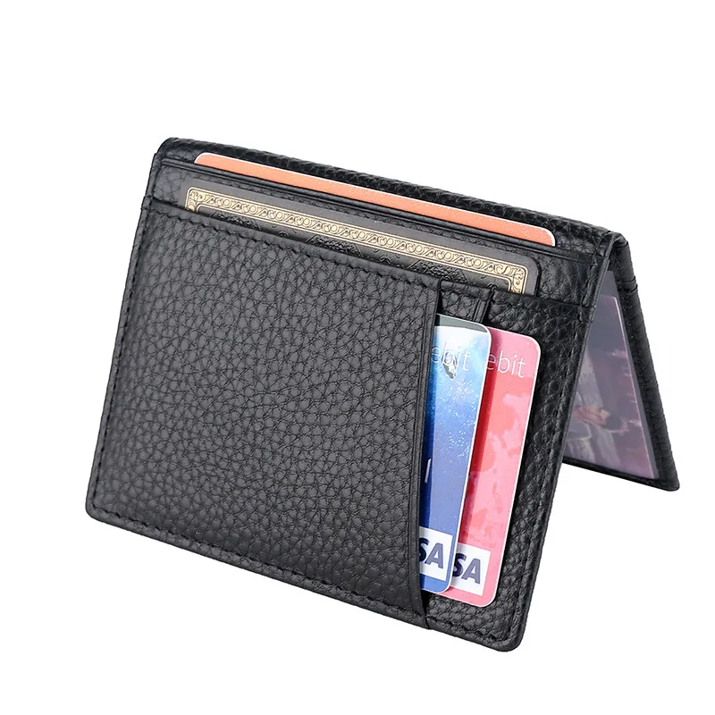 Cartera suave súper delgada 100% de cuero genuino Mini cartera para tarjetas de crédito monedero tarjeteros cartera para hombre delgada pequeña