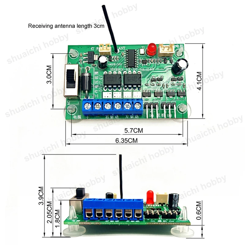 2.4GHz RC รีโมทคอนโทรล ชุด 8 ช่องไร้สายควบคุม 100M พร้อมการควบคุมความเร็วตามสัดส่วนสําหรับ DIY รถถังรุ่น
