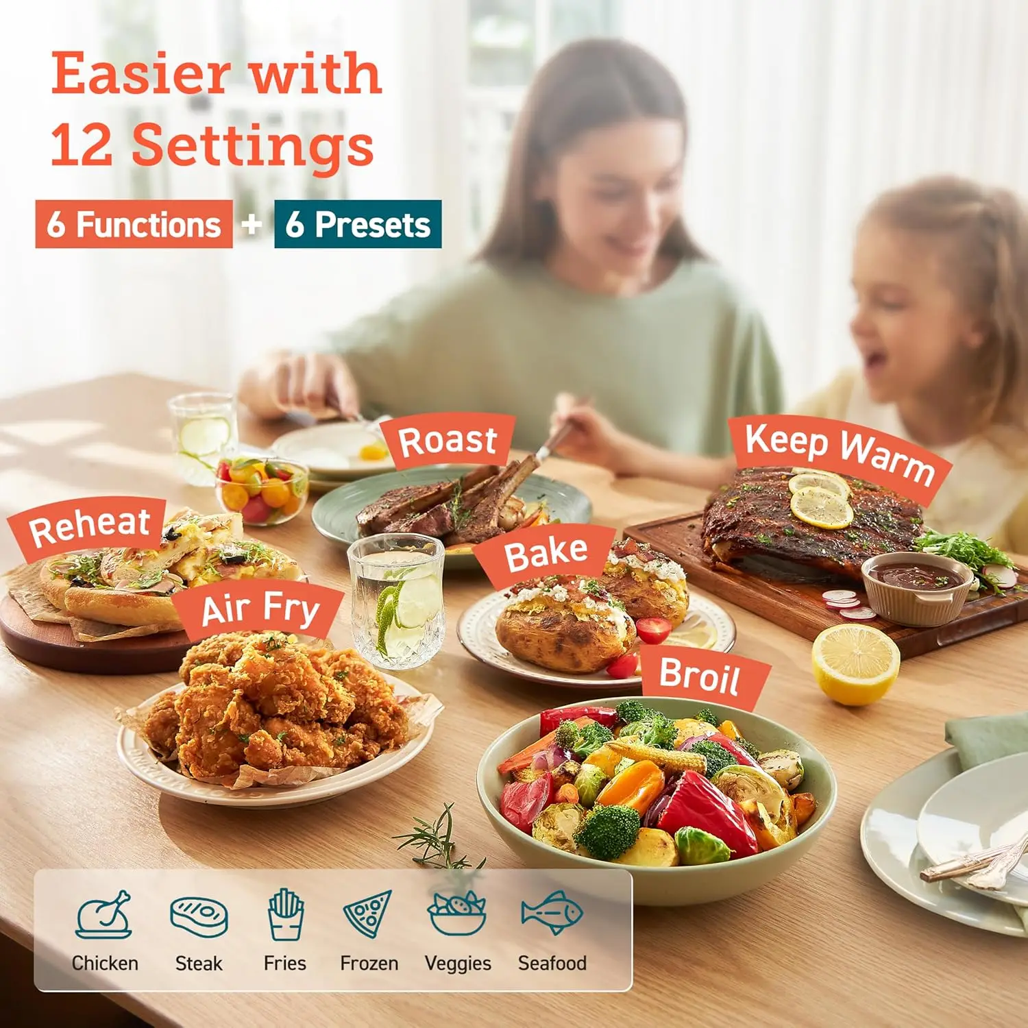 Air Fryer, 12-in-1 Dual Blaze untuk 360 ° makanan renyah, tanpa goyang & pemanasan untuk memasak cepat dengan memanggang, panggang, Broi