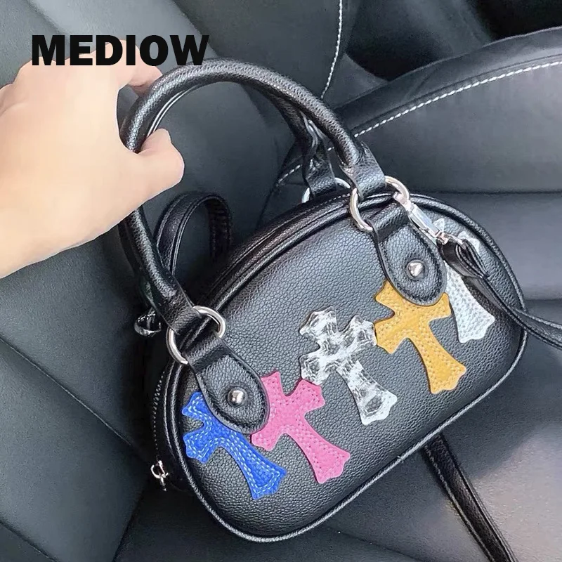 MEDIOW Japan Style Bags For Women Luxury Designer Handbags Purses 2023 New In PU Cross Decoration Top Handle Y2K Small Shoulder