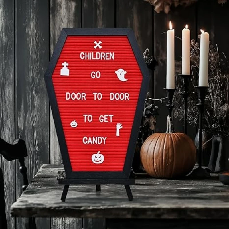 17x10.5In coffin letter plate black with ghost and wooden support - Gothic Halloween home decoration Ghost gift decoration