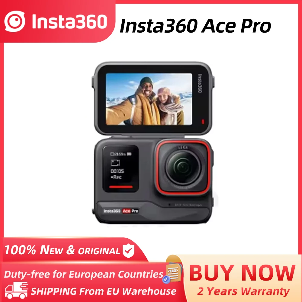 Insta360 Ace Pro Action-Kamera mit Leica 1/1.3 " Sensor, 2,4 " Flip-Touch-Display, 8K HDR, magnetischer Halterung und Schutzhülle Ace Pro