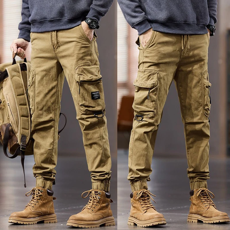 

Retro American Workwear Pants Men's Outdoor Tactical Casual Zipper ket Pants Autumn Winter Cotton Stretch Elastic Fibre
