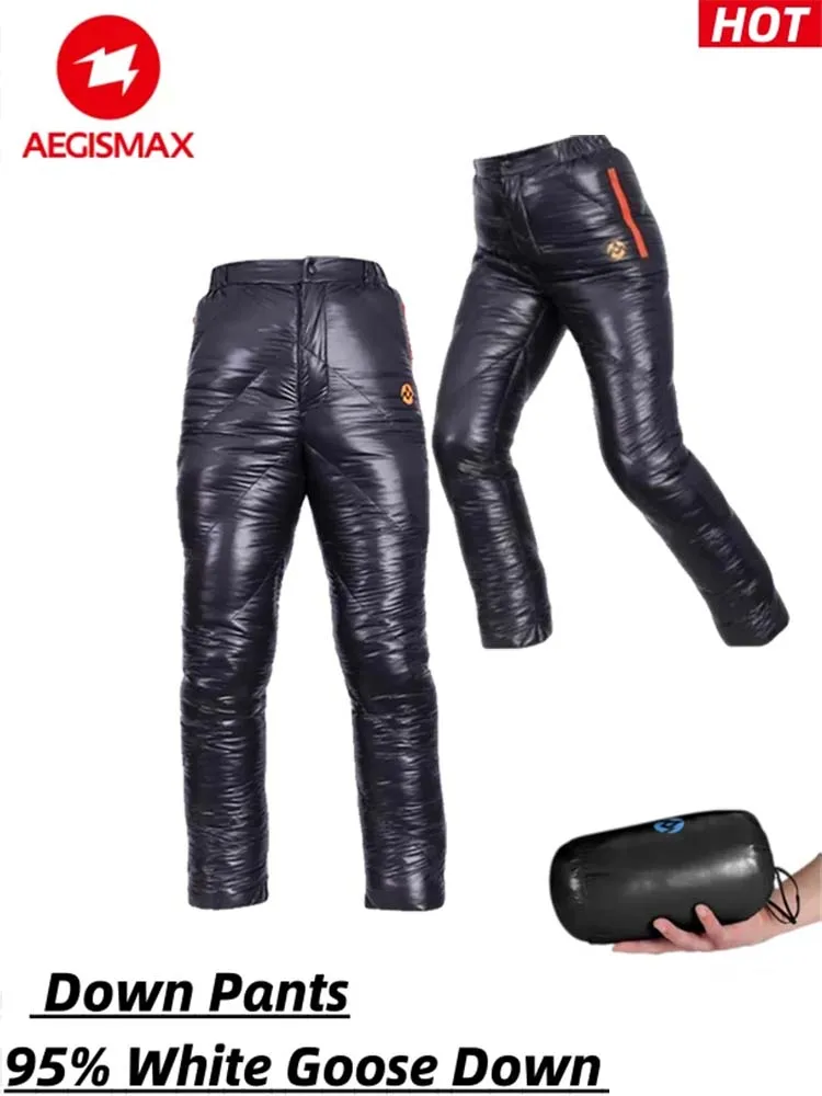 

AEGISMAX Men Women's Pants 95% White Goose Down Ultralight Outdoor Sport Unisex Pants Waterproof Warm Goose Down Trousers 800FP