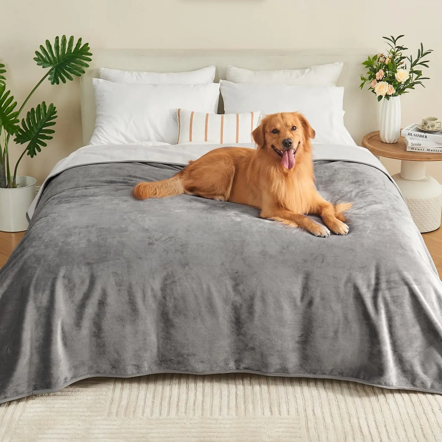

Водонепроницаемое одеяло 80x90 дюймов для взрослых и домашних животных, двусторонний непромокаемый чехол для кровати, дивана, мебели, защита от протеканий, серый цвет
