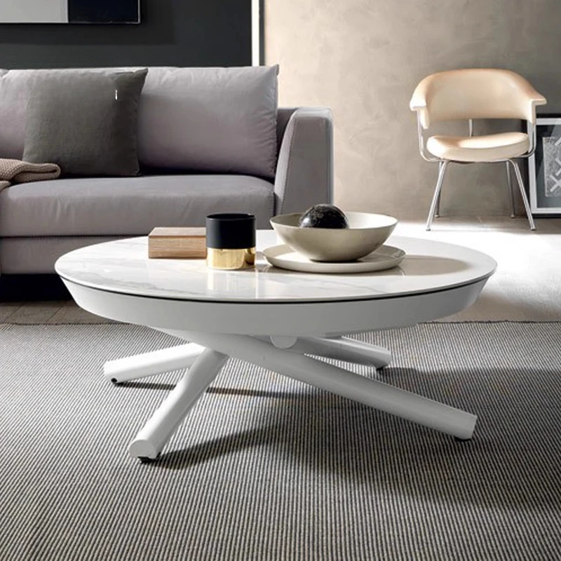 

Light luxury multi-functional lifting coffee table dining table dual-purpose round small apartment living room household