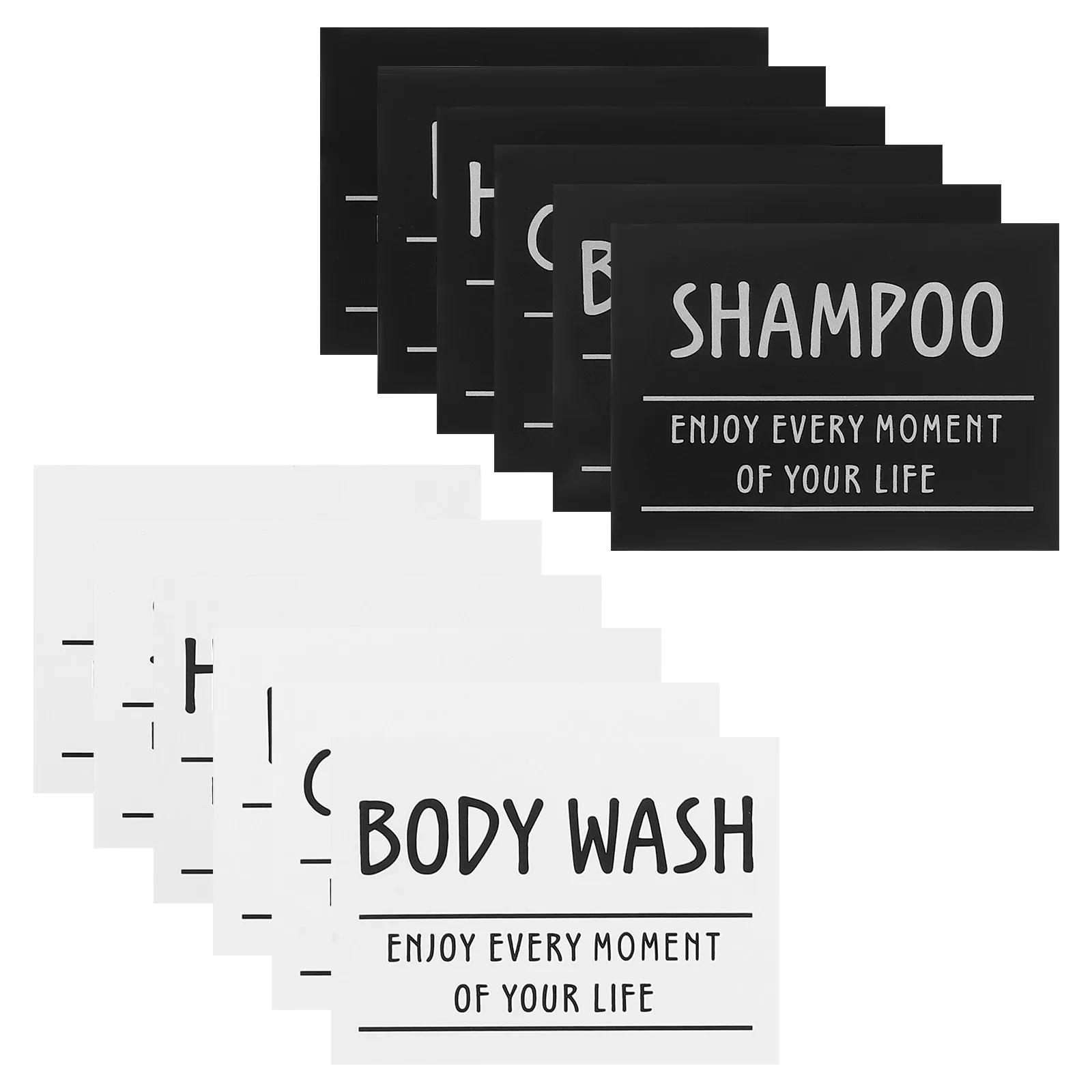 

12Pcs Bathroom Waterproof Labels for Glass Bottles Shampoo Conditioner Lotion Hand Soap Organization Stickers Labels