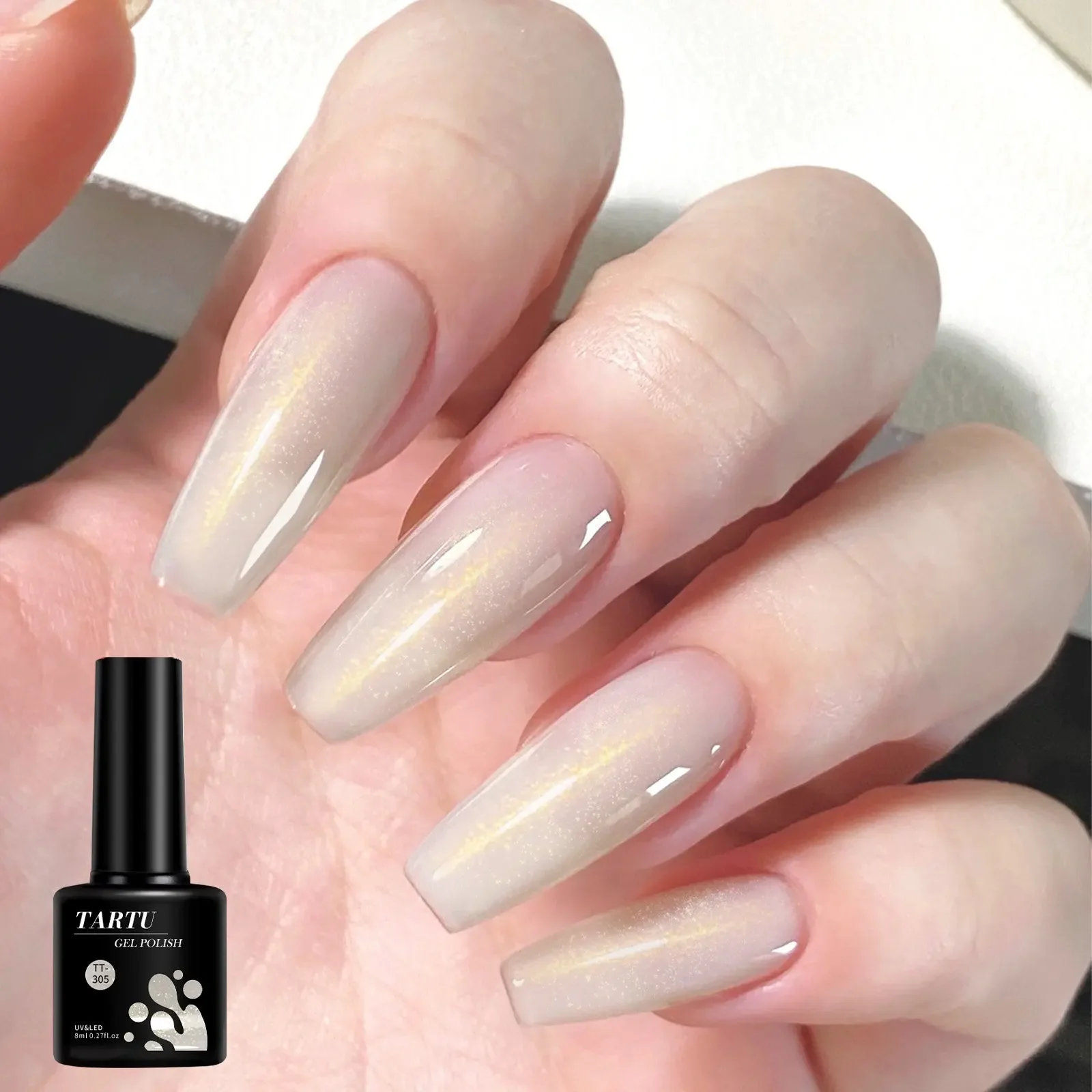 Esmalte de uñas en gel con purpurina, 8 ml Soak Off LED/UV, esmalte de uñas en gel, duradero y de secado rápido, para manicura de salón en casa