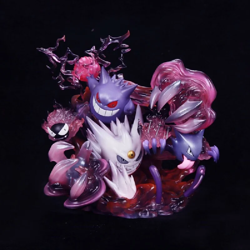 

29cm Cartoon GK Fantasy House Gengar Evolution Group Hand-Made Model Family Desktop Ornaments Cute Dolls Around Anime Gift