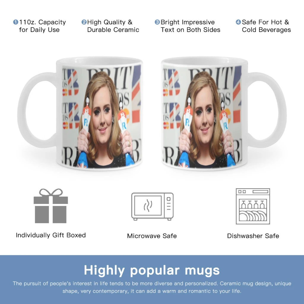 

Pop Singer Adele Adkins Music Star Free shipping Ceramic Cup Coffee Oatmeal Breakfast Cup Creative Personality Mug