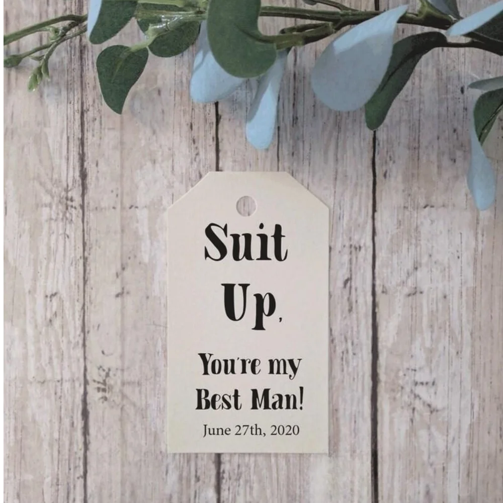 25 Custom Groomsmen Gift Tag, Groomsmen Proposal, Time to Suit Up,Will you be my Bestman, Usher, Groomsman, Wedding Party Asking