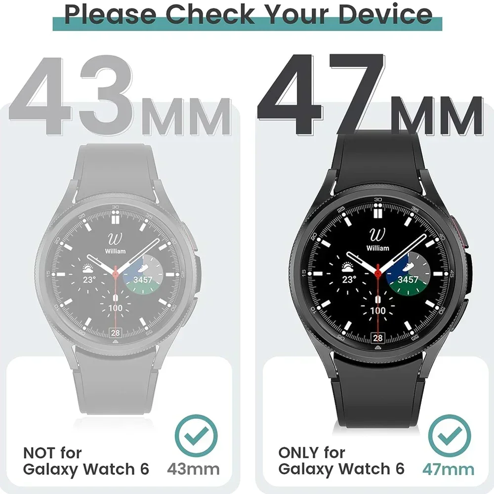 2PCS Glass+Case for Samsung Galaxy Watch 6 Classic 43mm 47mm Waterproof PC Bumper Cover+Screen Protector Galaxy Watch6 40mm 44mm