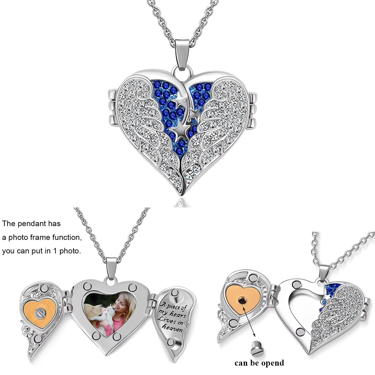 

Heart Crystal Urn Necklace for Ashes A Piece Of My Heart Lives In Heaven Cremation Jewelry Memorial Keepsake Pendant Dropshiping
