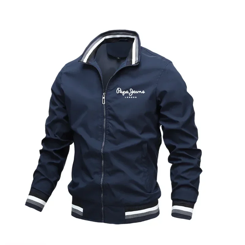 Autumn and Winter Men's Stand Collar Casual Zipper Jacket Outdoor Sports Coat Windbreaker Jacket for Men Waterproof Bomber Jacke