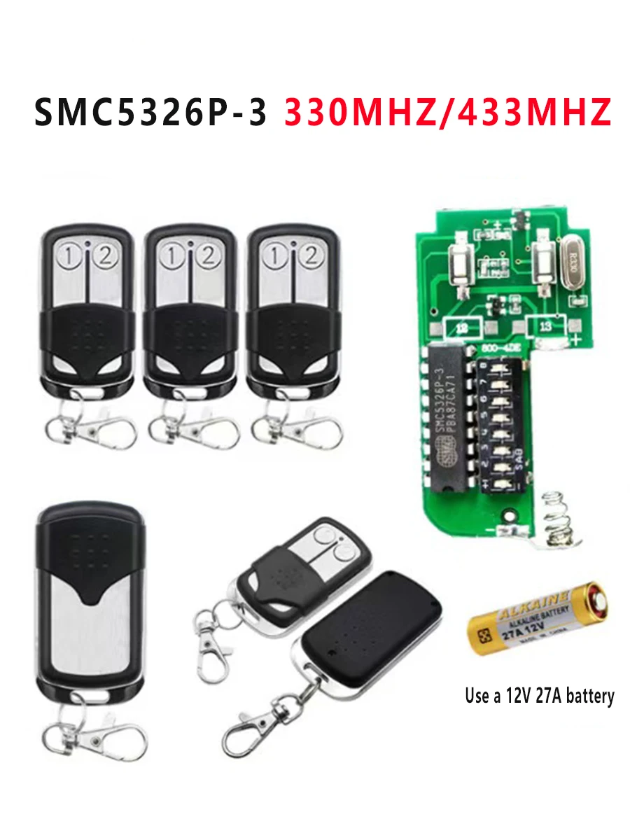 Control Portón Eléctrico Mando Puerta Garaje Clemsa 0341 n2m,SMC5326 DIP Switch Remote Control 330M,4 Buttons,GEMU Remote Contro
