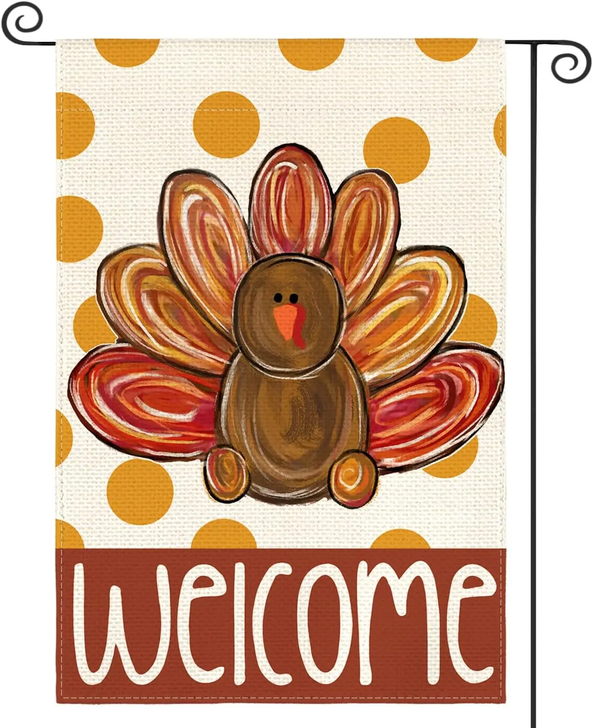 AVOIN colorlife Thanksgiving Turkey Garden Flag 12x18 Inch Double Sided, Welcome Polka Dots Yard Outdoor Decorative Flag XXP SSL