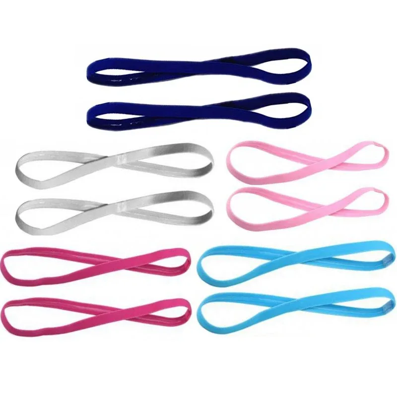 5/10/15pcs Women Men Hair Bands Sports Headband Girls Candy Color Sport Anti-Slip Elastic Rubber Sweatband Football Running
