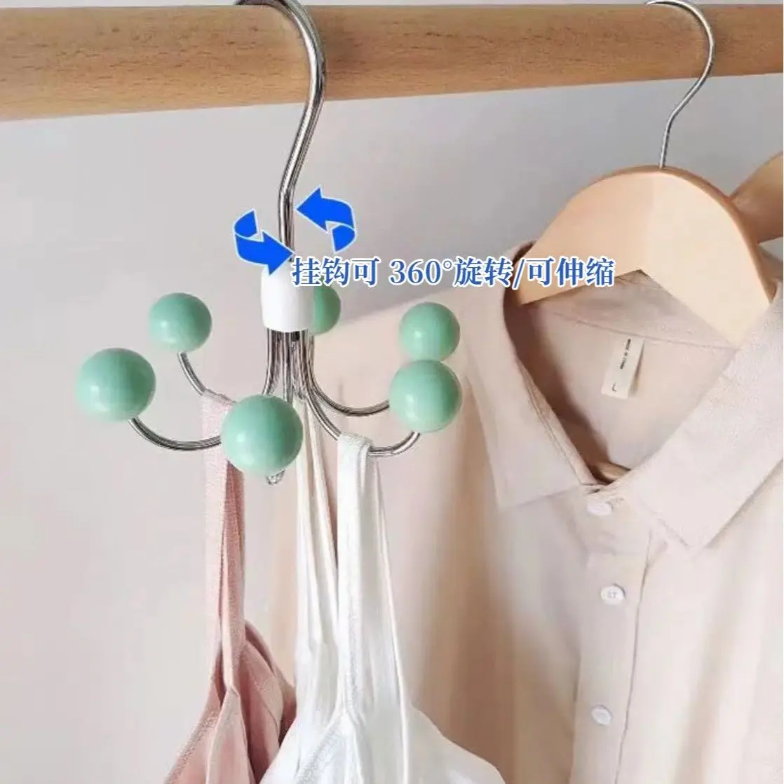 360 Degrees Rotatable Wardrobe Hook Home Minimalist and Multifunctional Storage Tool Dormitory Daily Six Claw Hook Clothes Rack