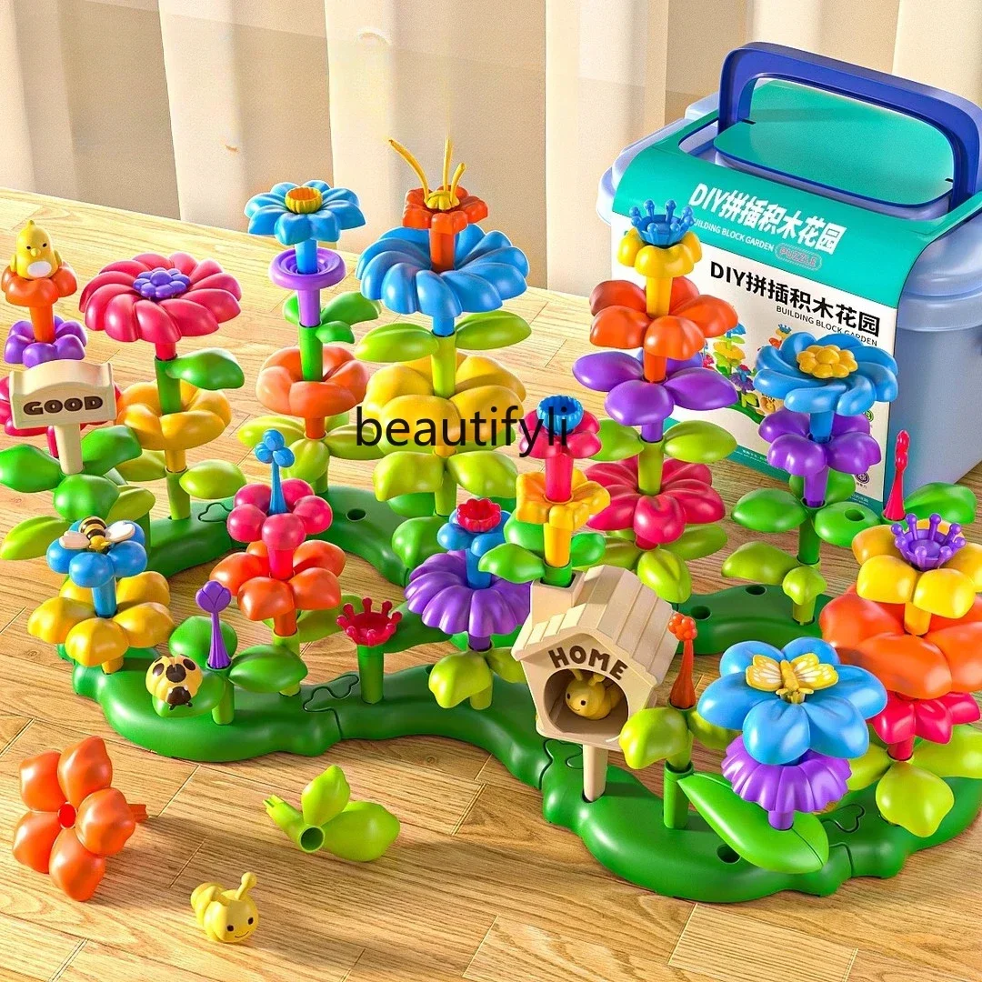 Bloc de construction puzzle assemblage jouet enfants arrangement floral puzzle grandes particules cadeau d'anniversaire