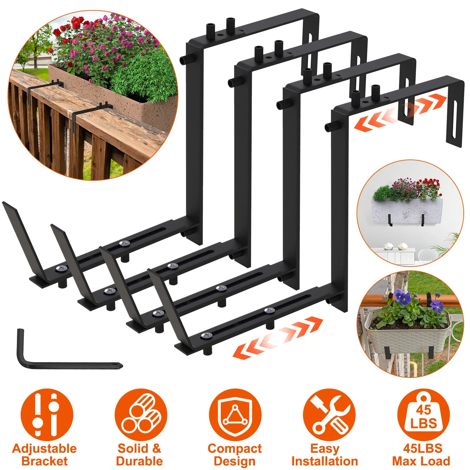 

Adjustable Heavy-Duty Iron Plant Stand Bracket Rust-Resistant for Indoor and Outdoor Use