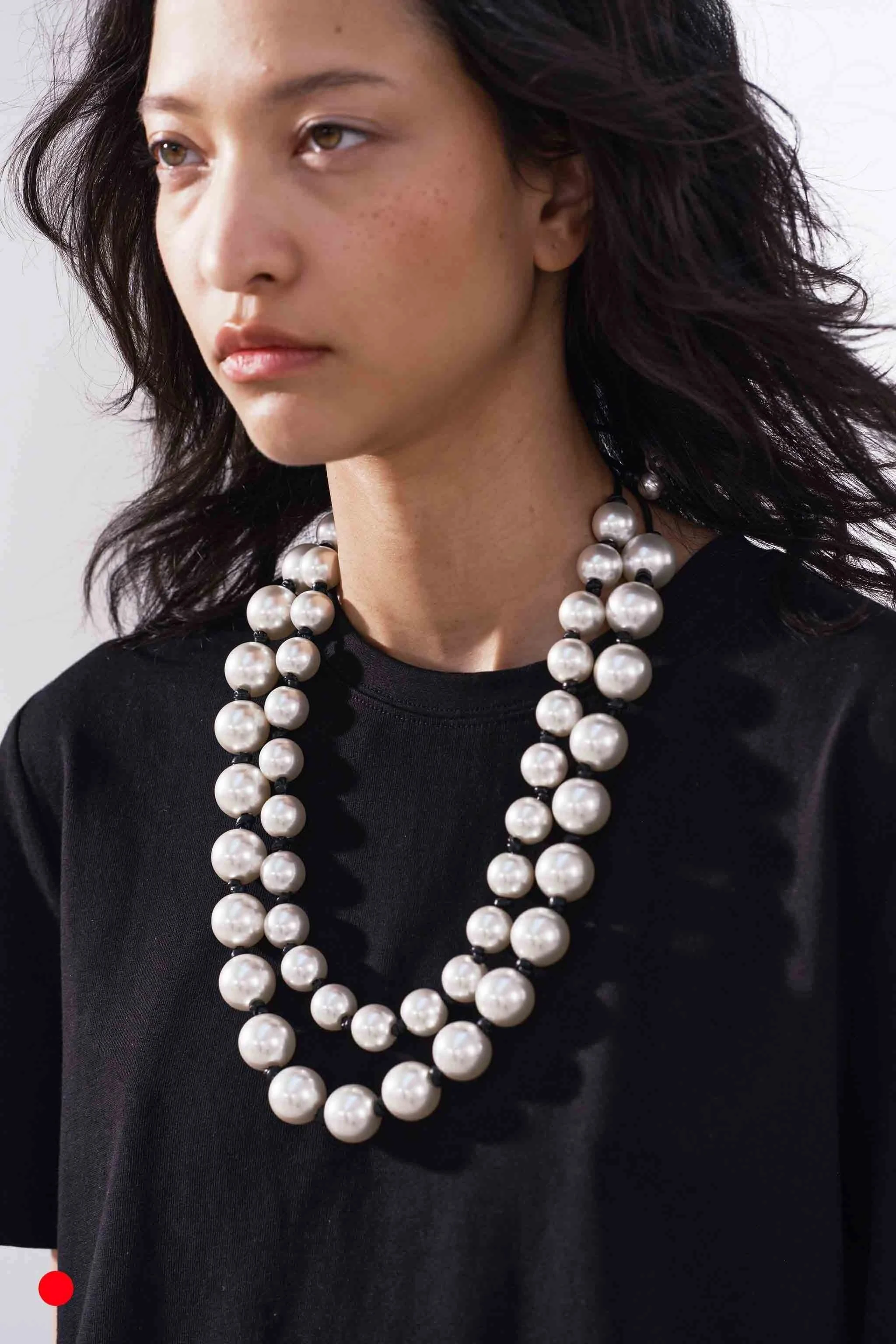 Fashion Double Layer White Pearl Black Nylon Rope Necklace for Women Jewelry Accessories