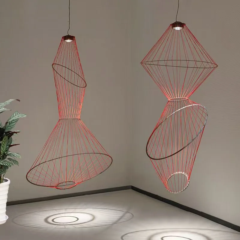 SANDYHA Modern Minimalist LED Chandelier Unique Line Design Pendant Lights for Living Room Villa Decoration Stylish Lighting