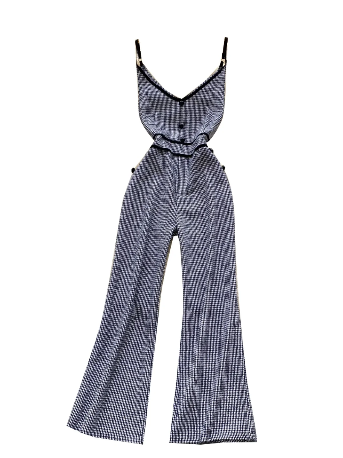 Faionable Cheered High-Waisted Slimming Women's Jumpsuit with Strap Autumn Collection Casual Sle Commute Straight Leg P...