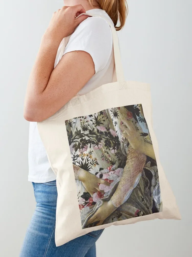 Botticelli Primavera closeup vintage painting Tote Bag tote bag woman women bag Cloth Reusable bags