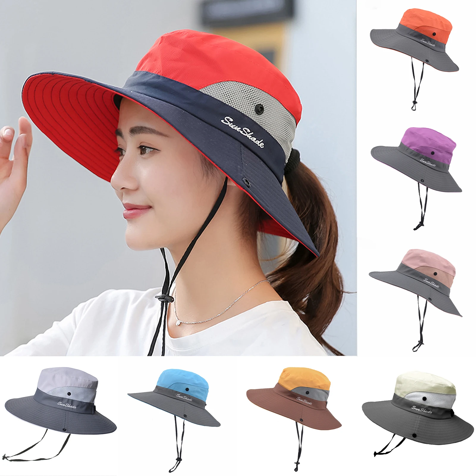 2024 New Fashion Sun Protection Hat for Women Summer Outdoor Fishing Hiking Beach Hats Anti UV Sun Bucket Hat Large Wide Brim