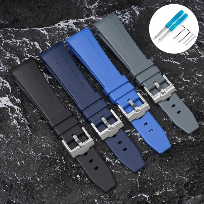 Curved End Silicone Strap for Swatch X Blancpain Fifty Fathoms Five Ocean Series Waterproof TPU Rubber Watch Band Bracelet 22mm