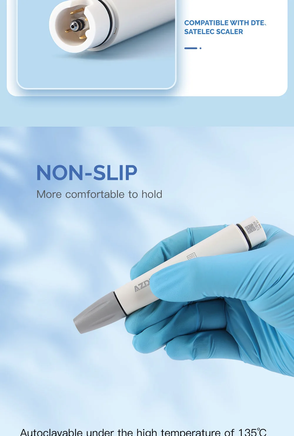 AZDENT Dental Ultraschall-Piezo-Scaler-Handstück mit LED-Beleuchtung, Plug-in-Griff, passend für EMS Woodpecker VRN DTE SATELE Ultraschall-Scaler – Detail 22