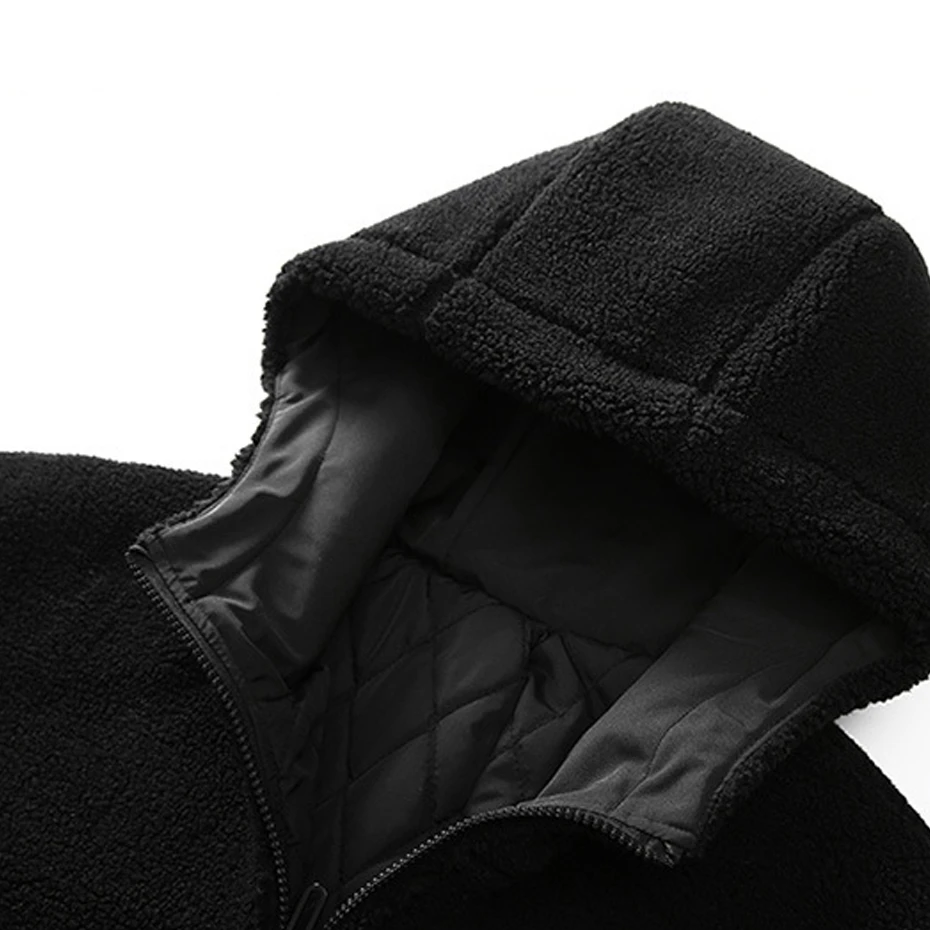 Polar Fleece Parkas Men Winter Thick Jacket Coat Fashion Casual Solid Color Hooded Parkas Male