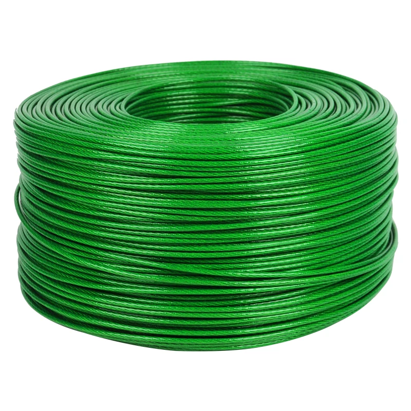 

100 Meters Steel wire PVC Coated Flexible Wire Rope Cable Stainless Steel for Clothesline Greenhouse Grape rack shed 2mm/2.5mm