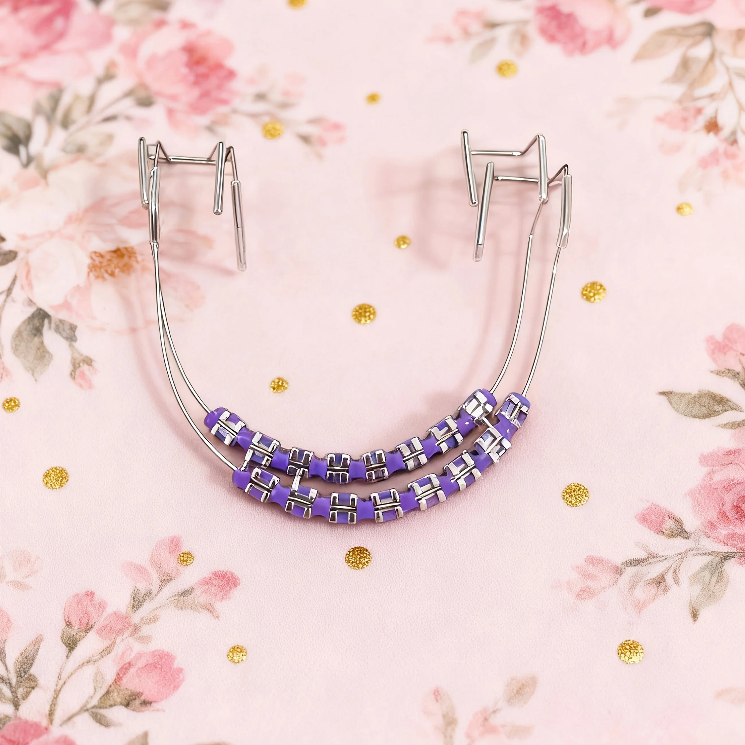 

2pcs Colorful Brackets Dental Fake Braces With Hook Temporary Tooth Decoration With Metal Wires Bracket Ligature H2931-65.12