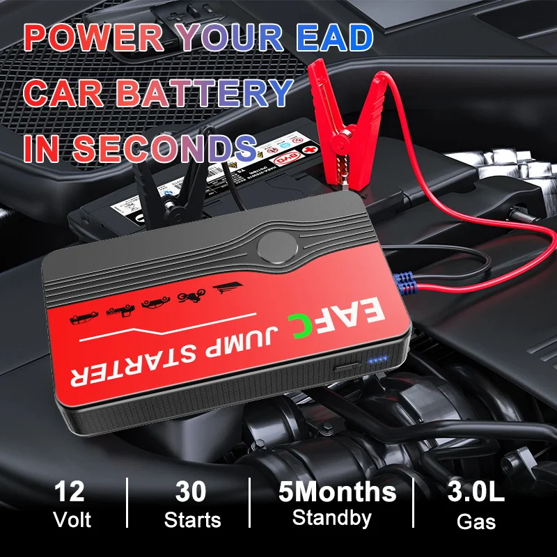 EAFC 600A Car Jump Starter Power Bank Charger 12V Battery JumpStarter LED Lighting Car Starting Device Booster For Automobile