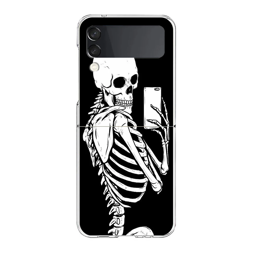 Red Love Skeleton Diagram Hard PC Phone Case For Samsung Galaxy Z Flip 6 5 4 Transparent ShockProof for Samsung Z Flip 3 Shell