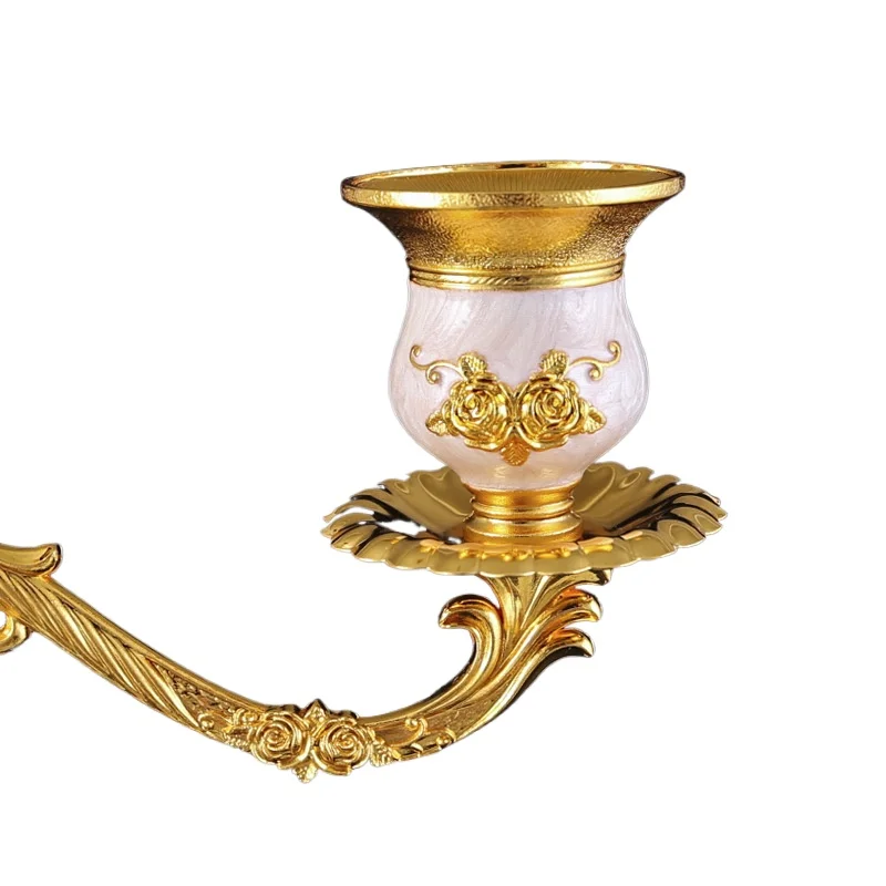 الفاخرة 3/5-الذراع خمر الشمعدانات الوردية حامل شموع معدني أوروبي للشموع المستدقة ديكور المنزل الأنيق #6